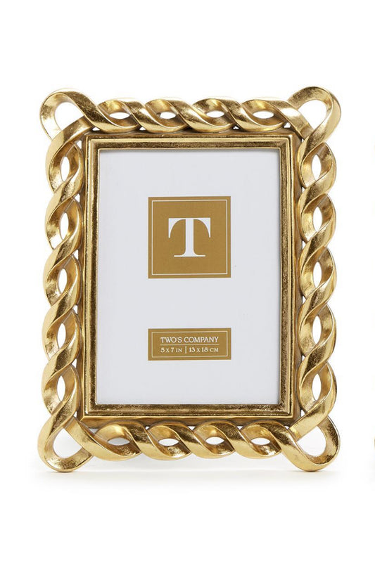 Two’s Company Gold Ribbon Photo Frame-5x7