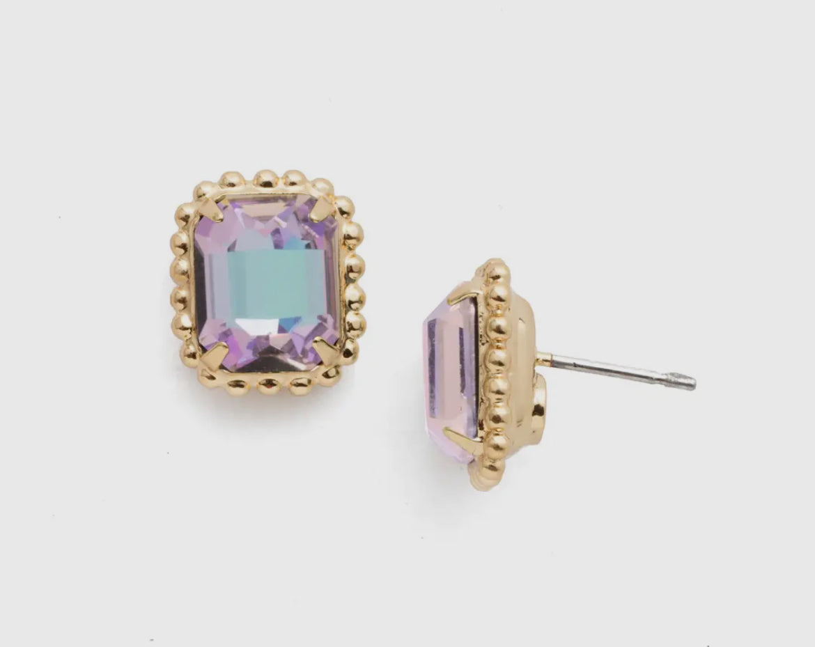 Sorrelli Octavia Scalloped Stud Earrings-Purple