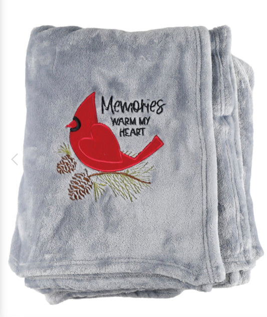 Enesco Cardinal Embroidered Blanket-Caring Cardinals