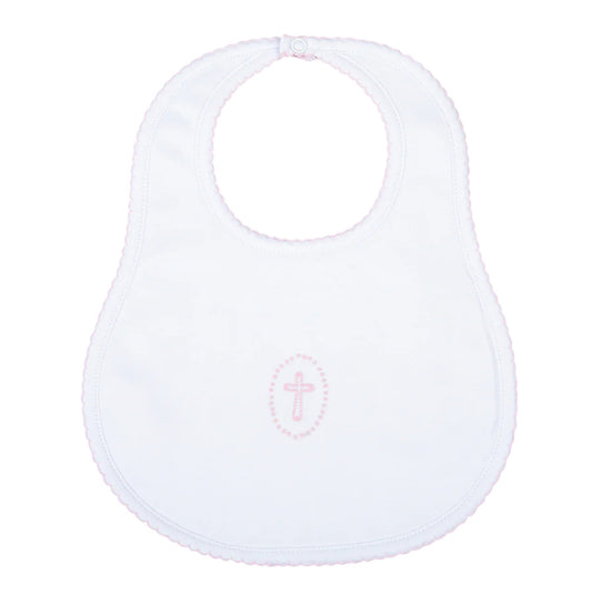 Magnolia Baby Blessed Embroidered Bib-Pink