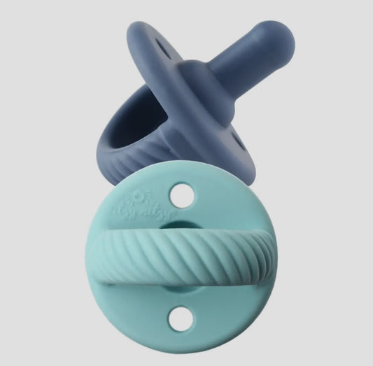 Itzy Ritzy Sweetie Soother Pacifier 2-pack-Robin's Egg Blue & Navy Cables