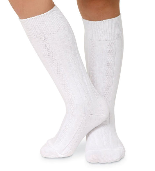 Jefferies Socks Classic Cable Knee High Socks-White (Toddler)