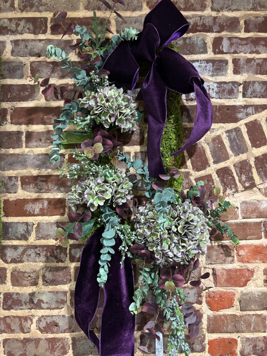 Purple Velvet Elegant Rectangle Moss Wreath
