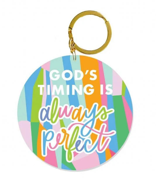 Mary Square Acrylic Keychain-God’s Timing Is Always Perfect
