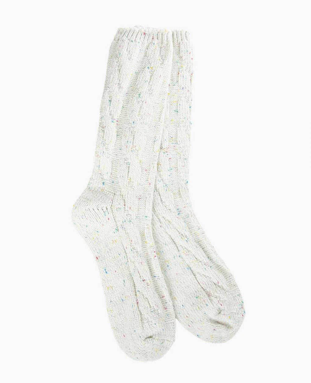 World’s Softest Socks Ragg Cable Crew-Vanilla Confetti