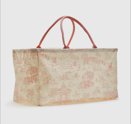 Two’s Company Animal Toile Hamper/Storage Tote-Pink