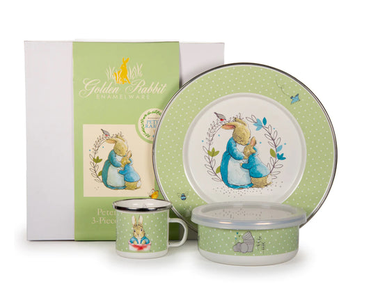 Golden Rabbit Enamelware Peter Rabbit & the Watering Can 3-Piece Child Set