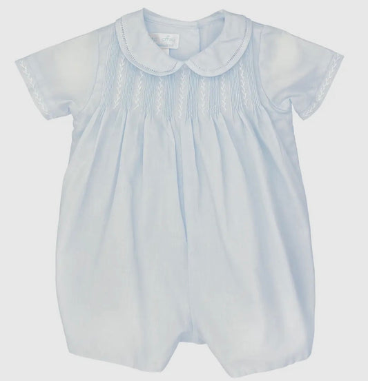 Petit Ami Baby Blue Romper with Smocking & Bonnet (3 months)