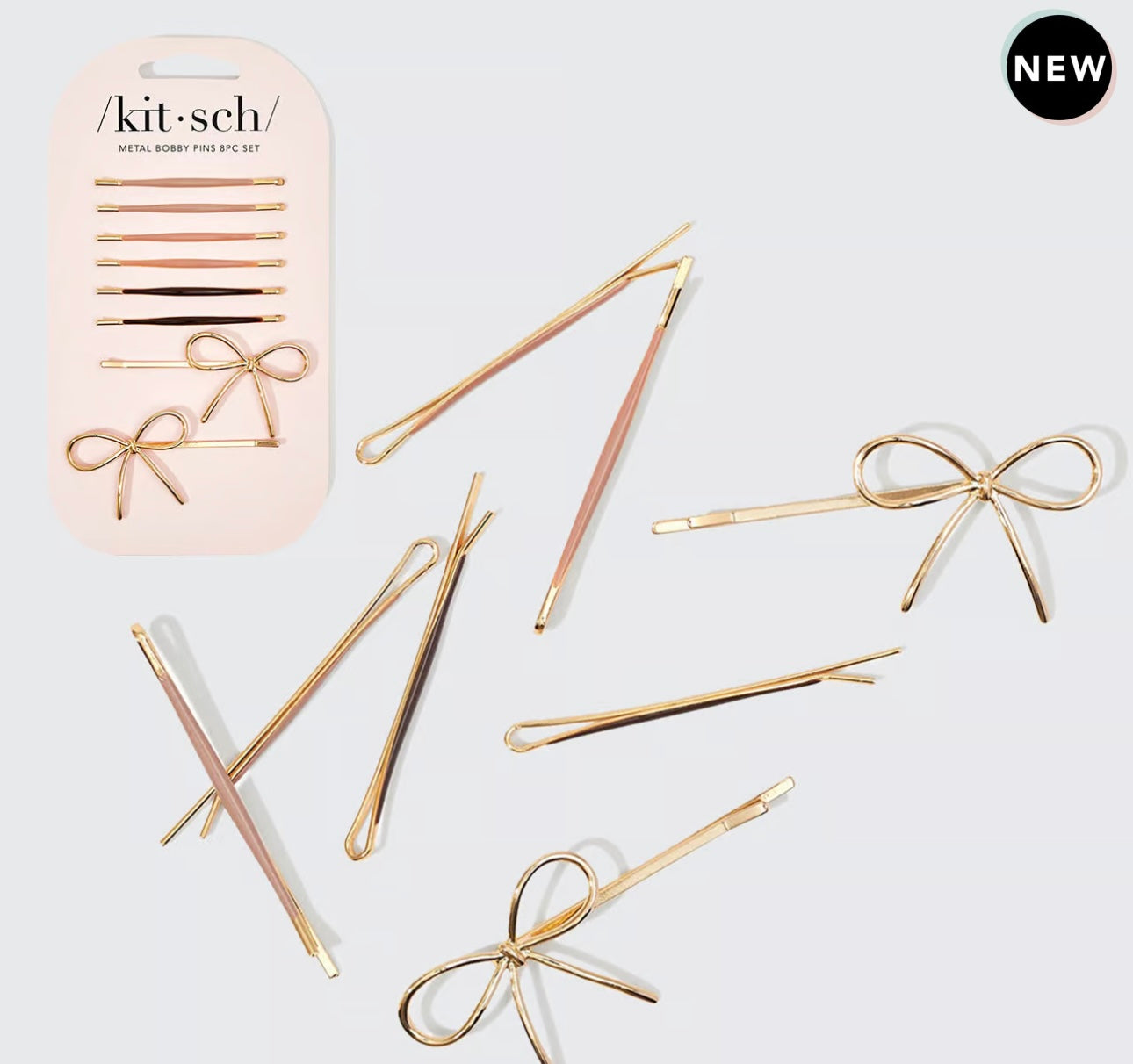 Kitsch Metal Enamel Puffy & Bow Bobby Pins