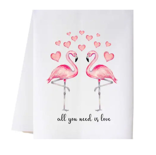 Cora & Pate Tea Towel-Flamingos in Love