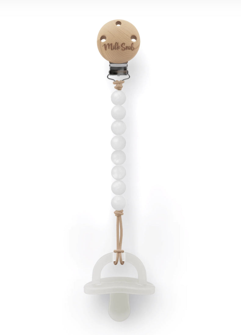 Milk Snob Beaded Pacifier Clip-Pearl