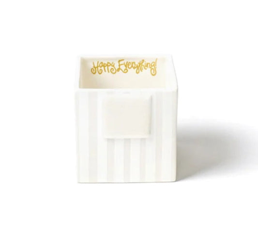 Happy Everything White Stripe Mini Nesting Cube-Small