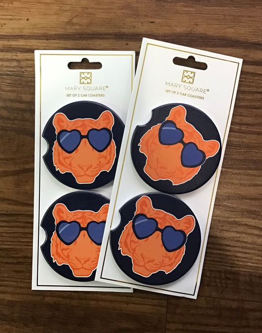 Mary Square Car Coasters-Wildcat Blue