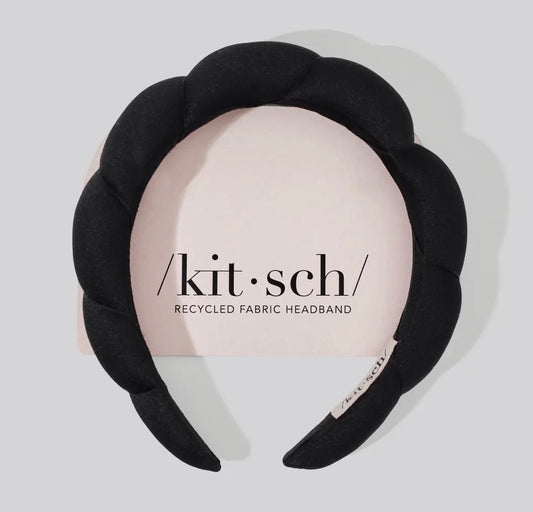 Kitsch Recycled Fabric Puffy Headband-Black