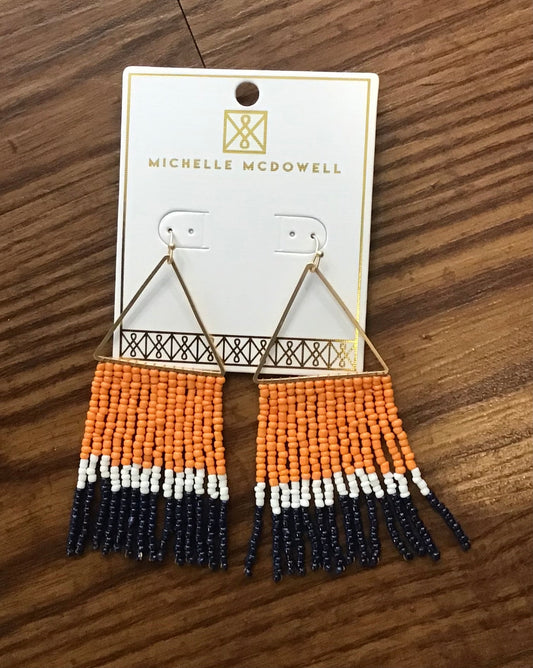 Michelle McDowell Greer Earrings-Navy & Orange