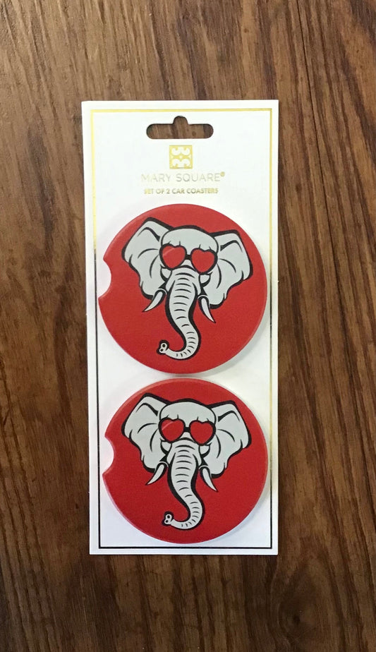 Mary Square Car Coasters-Elephant Pride