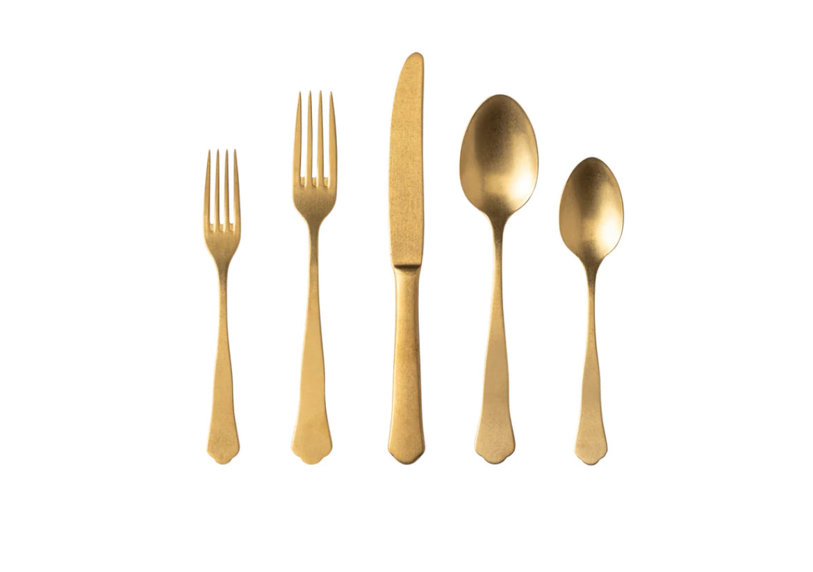 Prado 5-Piece Flatware-Vintage Gold