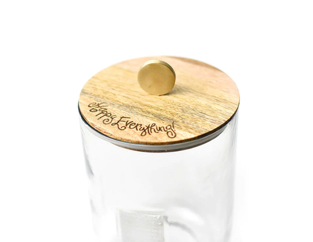 Happy Everything Mini Wooden Lid Glass Jar