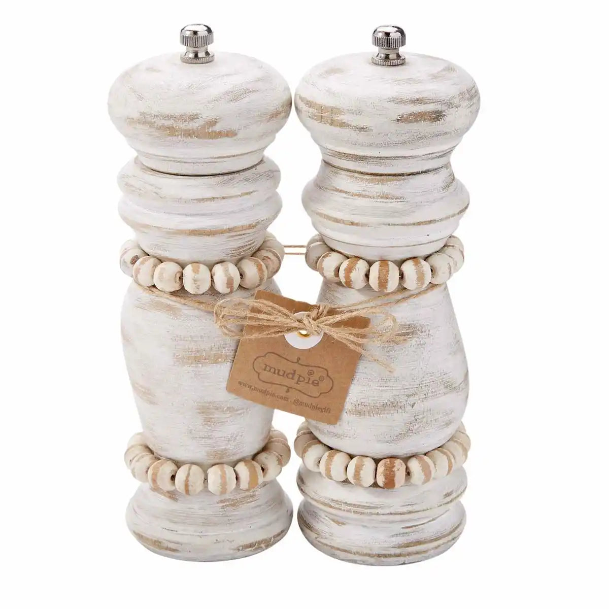 Mudpie White Wood Salt & Pepper Grinders