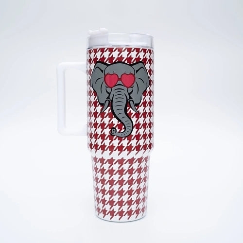 Mary Square Stainless To Go Tumbler-Houndstooth