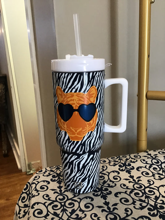 Mary Square Stainless To Go Tumbler-Tiger Stripes