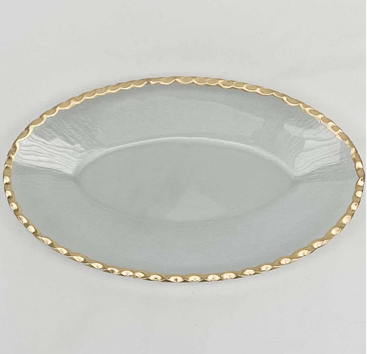 The Royal Standard Cordova Oval Serving Tray-Clear/Gold