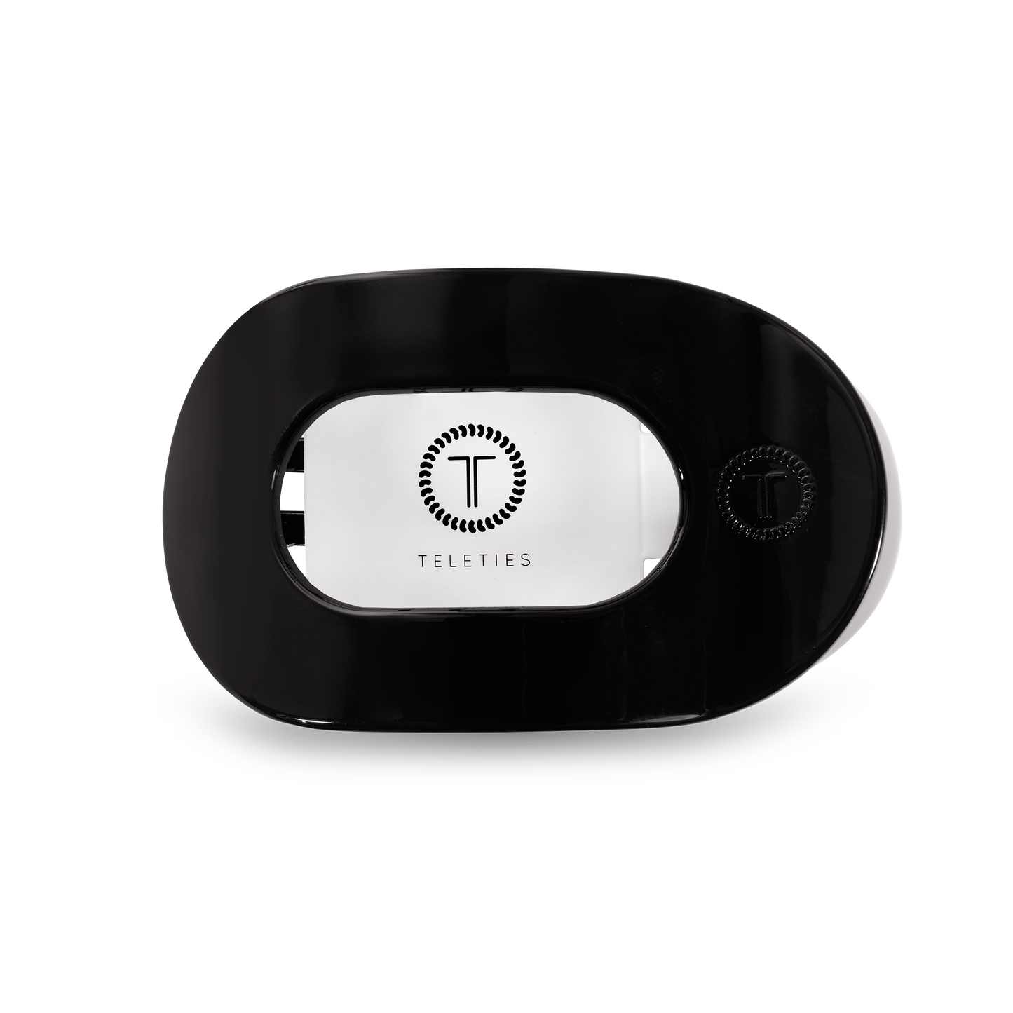 Teleties Medium Round Flat Hair Clip-Jet Black