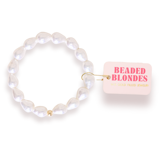 Beaded Blondes Bella Pearl Bracelet in Gold-Standard
