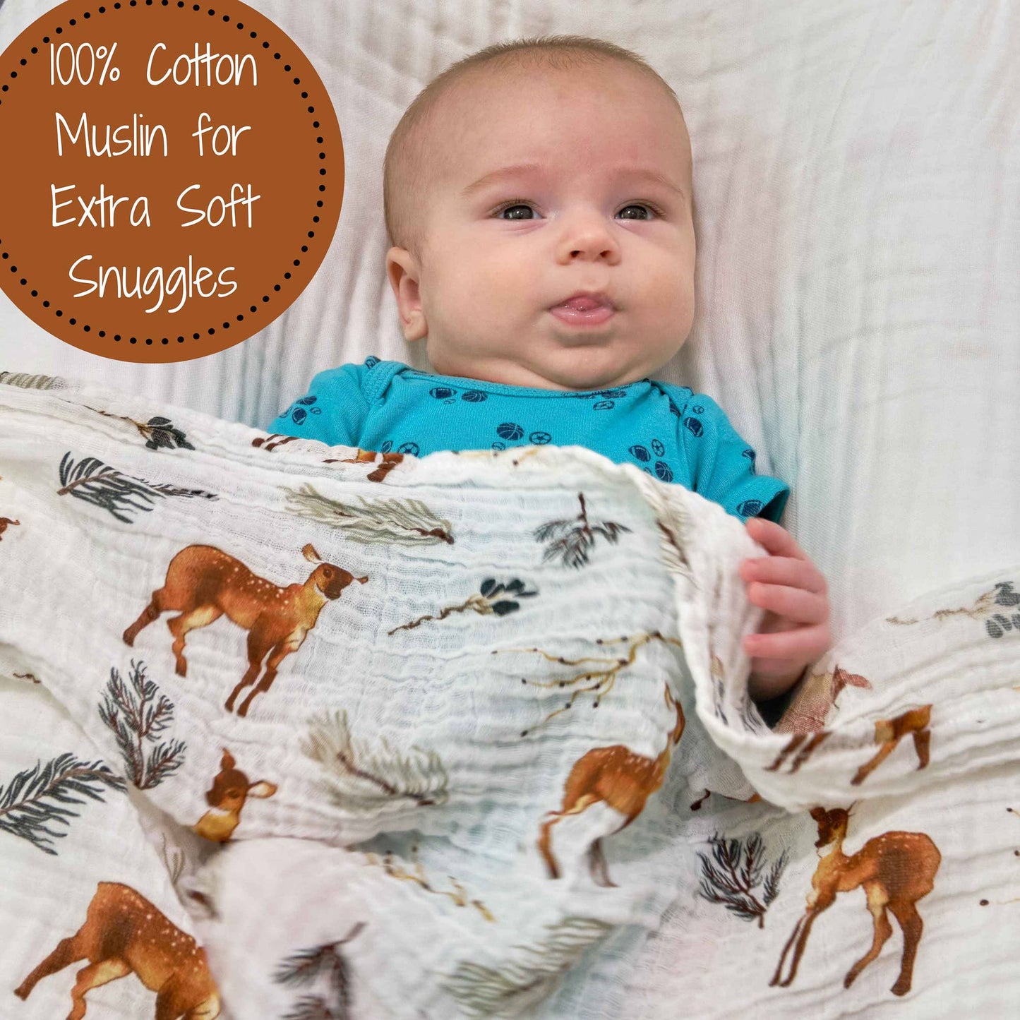 LollyBanks Baby Muslin Swaddle Blanket-Oh Deer