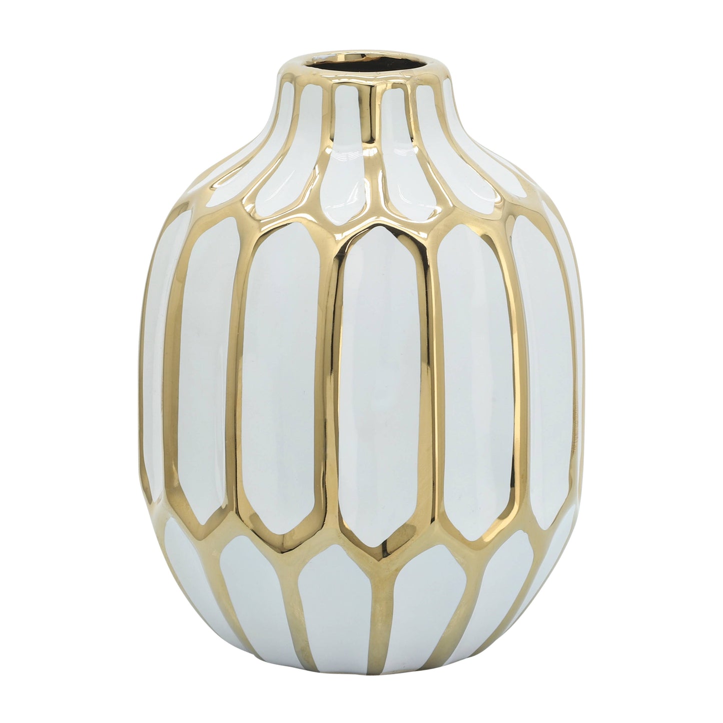 Sagebrook Home White/Gold Decorative Vase (8 inch)