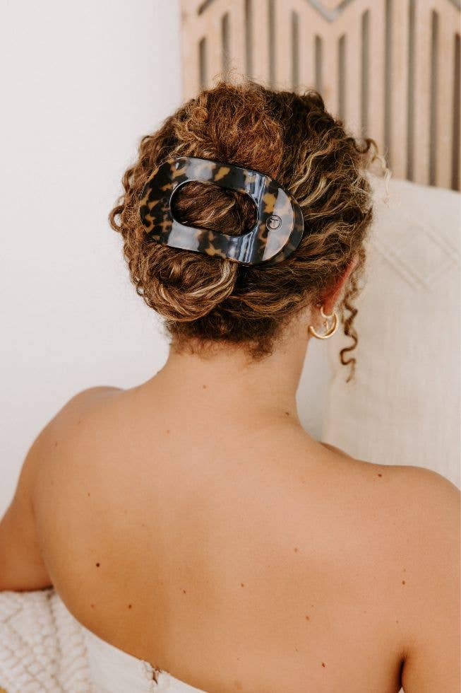 Teleties Large Round Flat Hair Clip-Tortoise