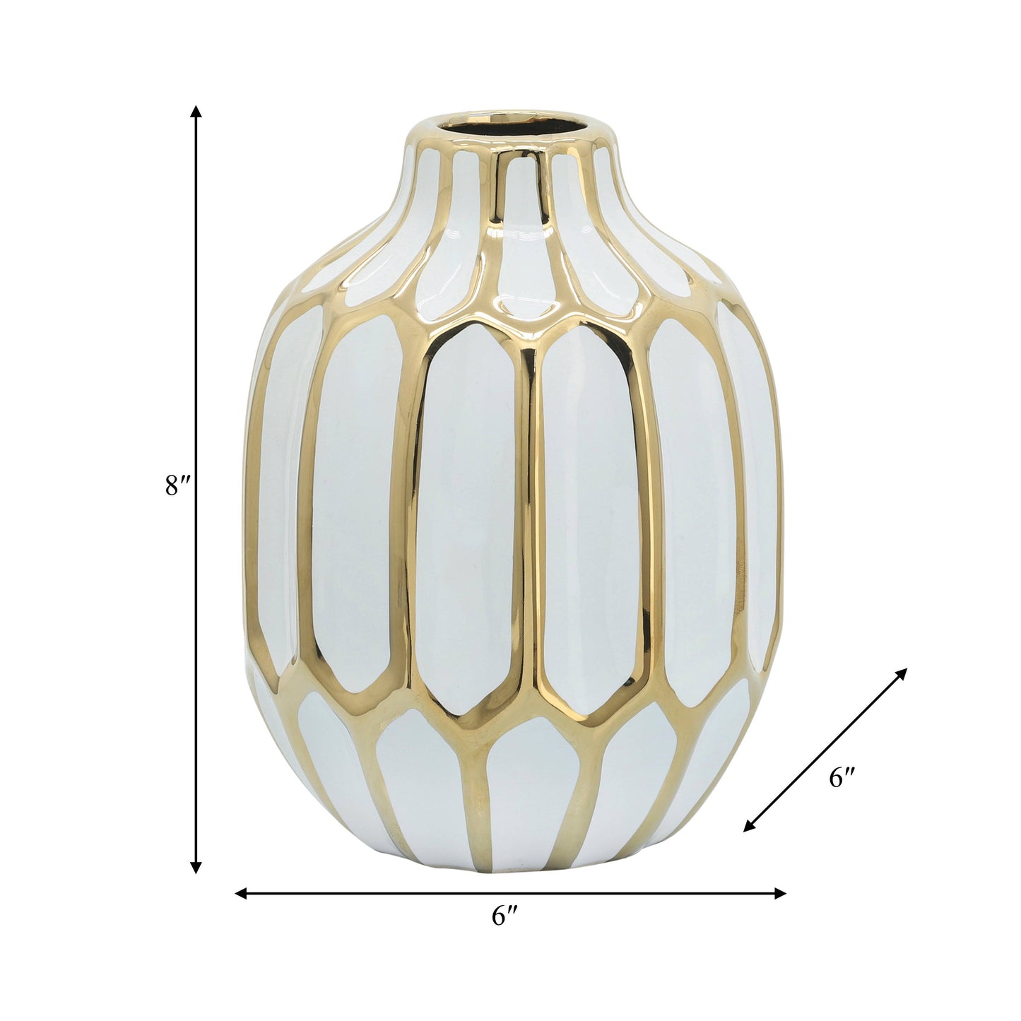 Sagebrook Home White/Gold Decorative Vase (8 inch)