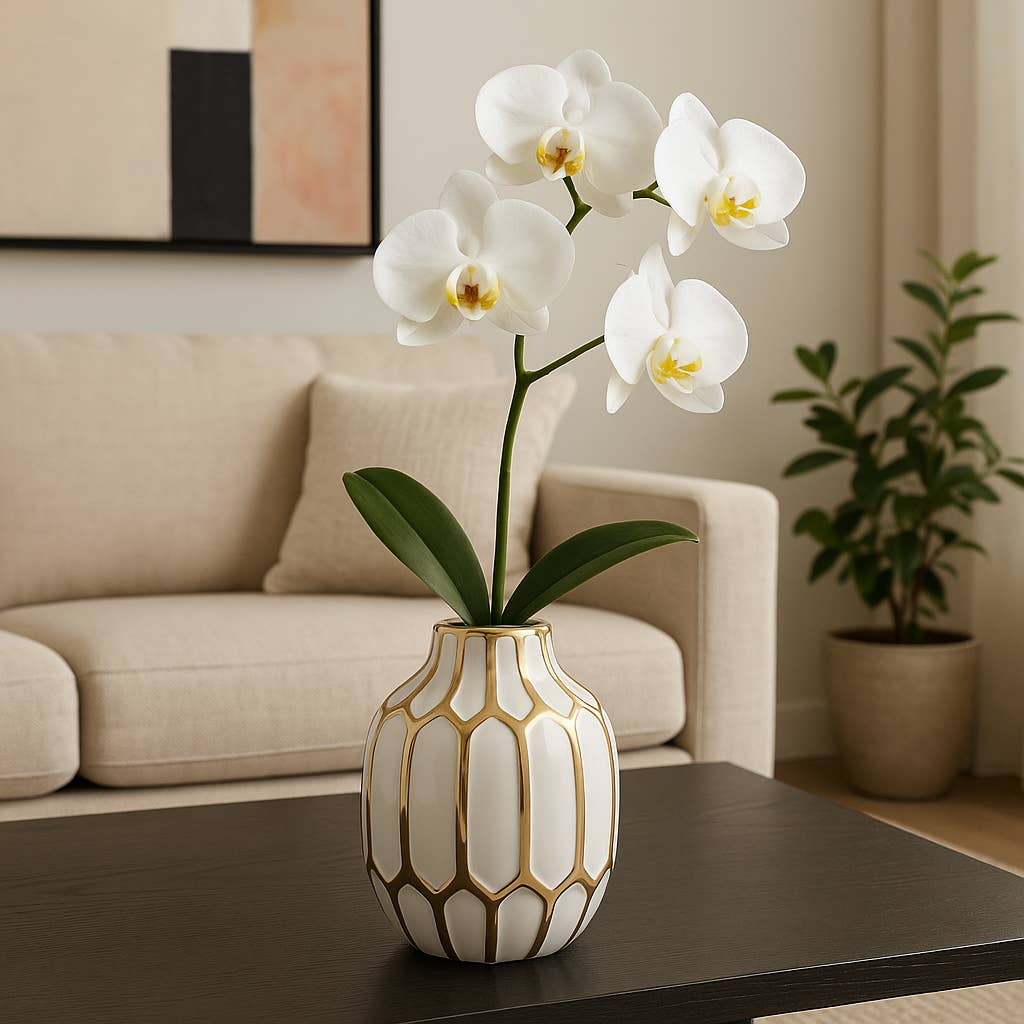 Sagebrook Home White/Gold Decorative Vase (8 inch)