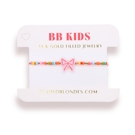 Beaded Blondes Red Bow Bracelet on Color-Kids Size