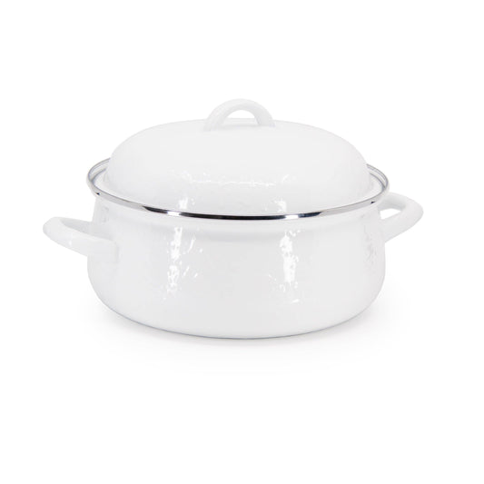 Golden Rabbit Enamelware Solid White Dutch Oven