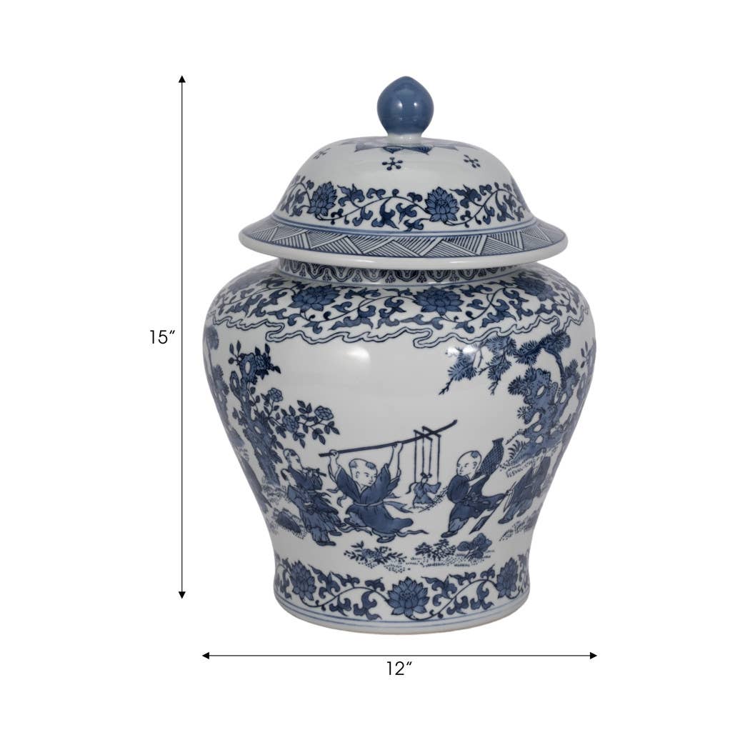 Sagebrook Home Blue Ceramic  Decorative Jar (15 inch)
