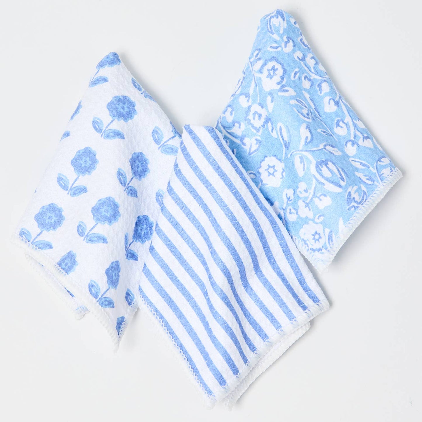 Mary Square Quick Dry Dish Towel Set-Meadow Line Blu