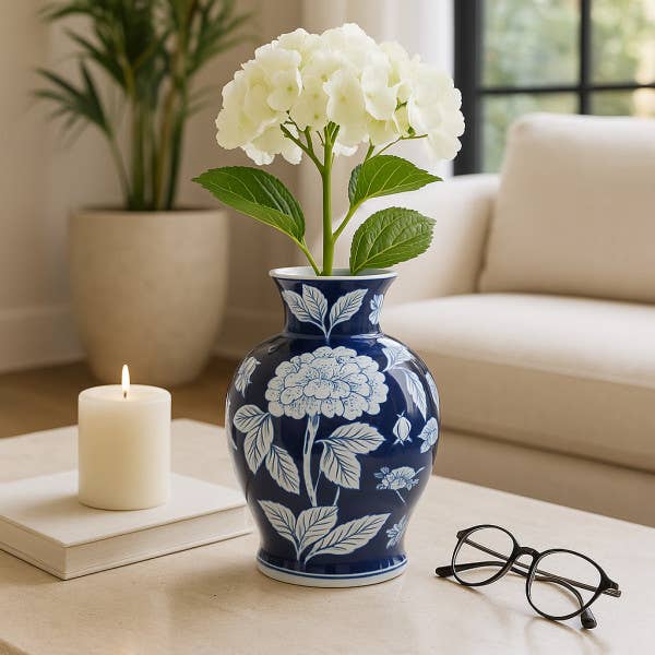 Sagebrook Home Blue Ceramic Decorative Vase (9 inch)