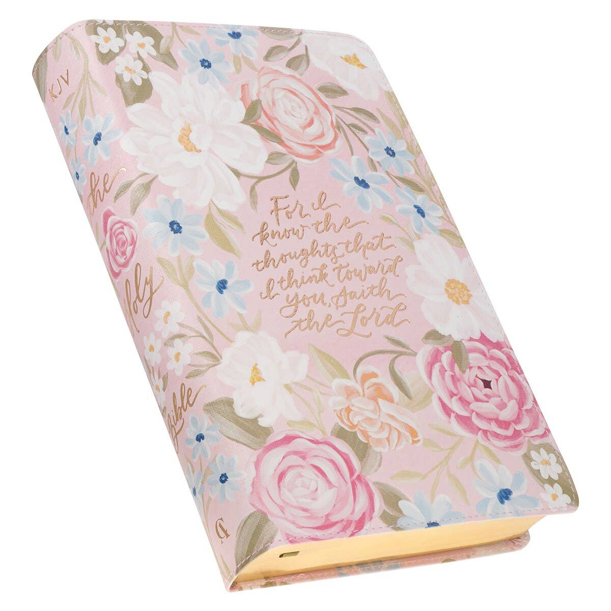 Christian Art Gifts KJV Bible Giant Print Standard-size Faux Leather Floral Print