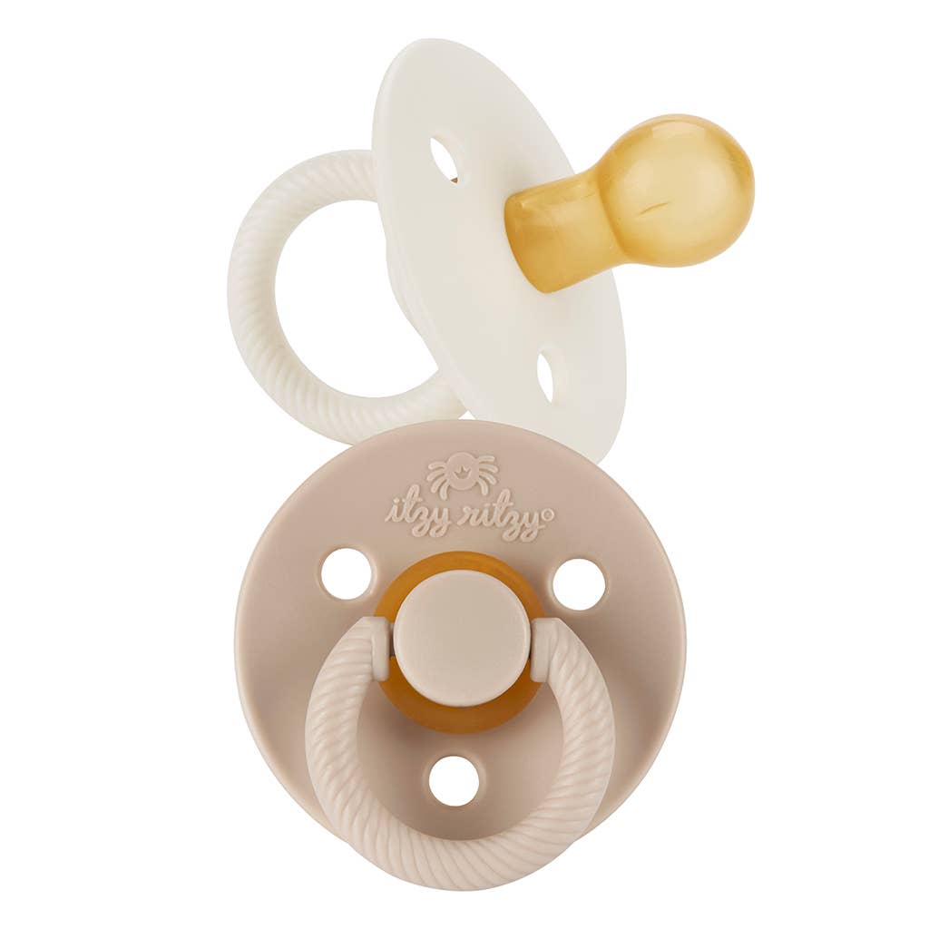 Itzy Ritzy Itzy Soother Natural Rubber Paci Set-Coconut+Toast