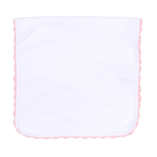 Magnolia Baby Baby Joy Burp Cloth with Pink Crochet Trim