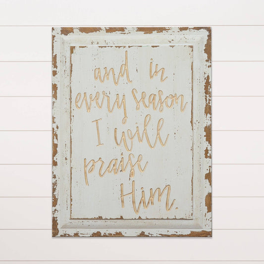 Audrey’s Home & Gift Carved Sign-Praise Him