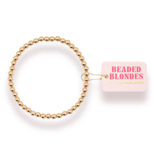 Beaded Blondes 4MM Gold Beaded Bracelet-Standard
