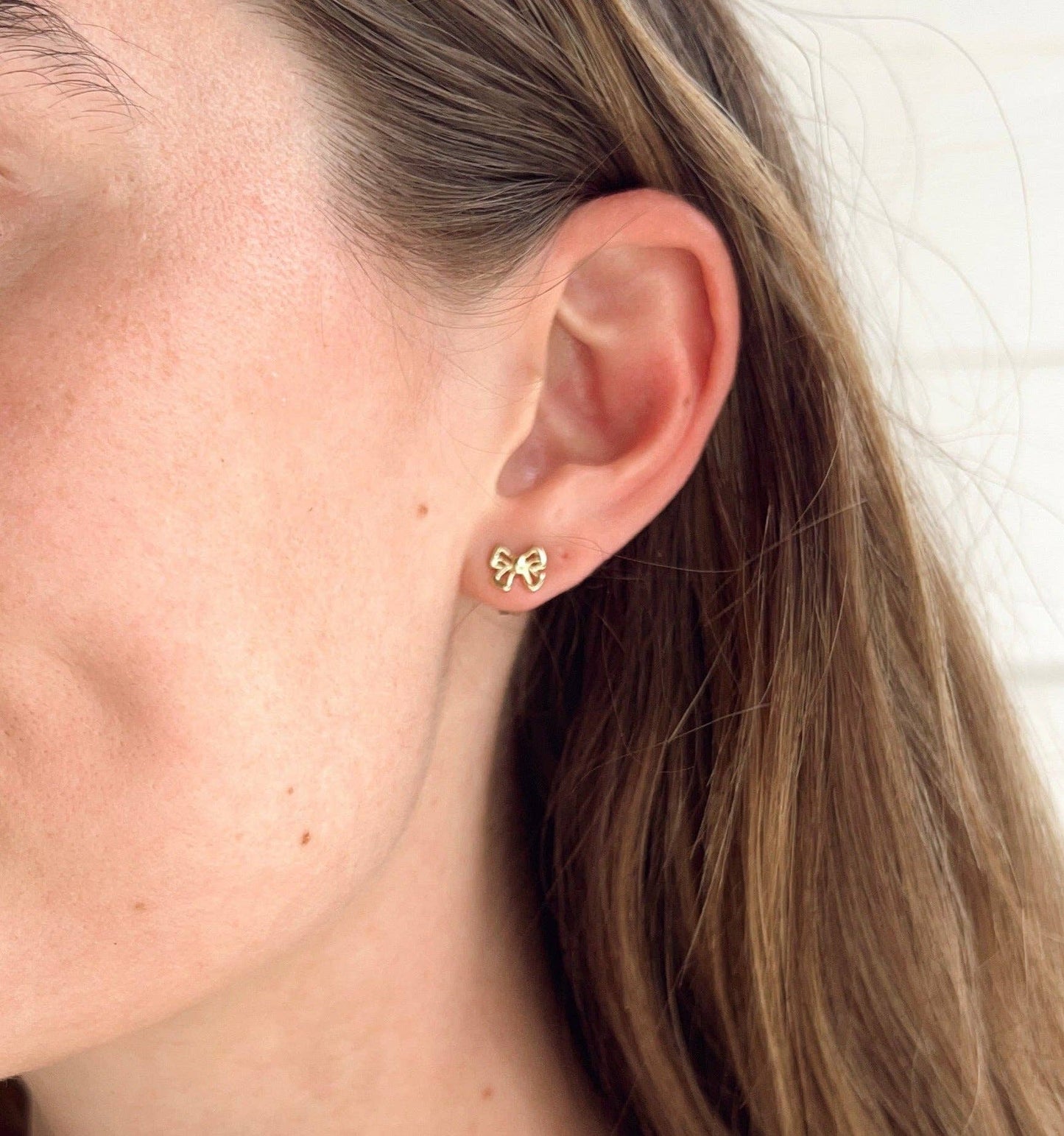 Sheila Fajl Bow Studs-Brushed 18K Gold Plated