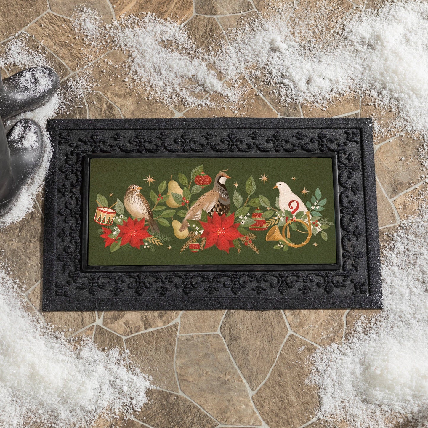 Evergreen Enterprises Flocked Coir Sassafras Switch Mat-Joyful Traditions