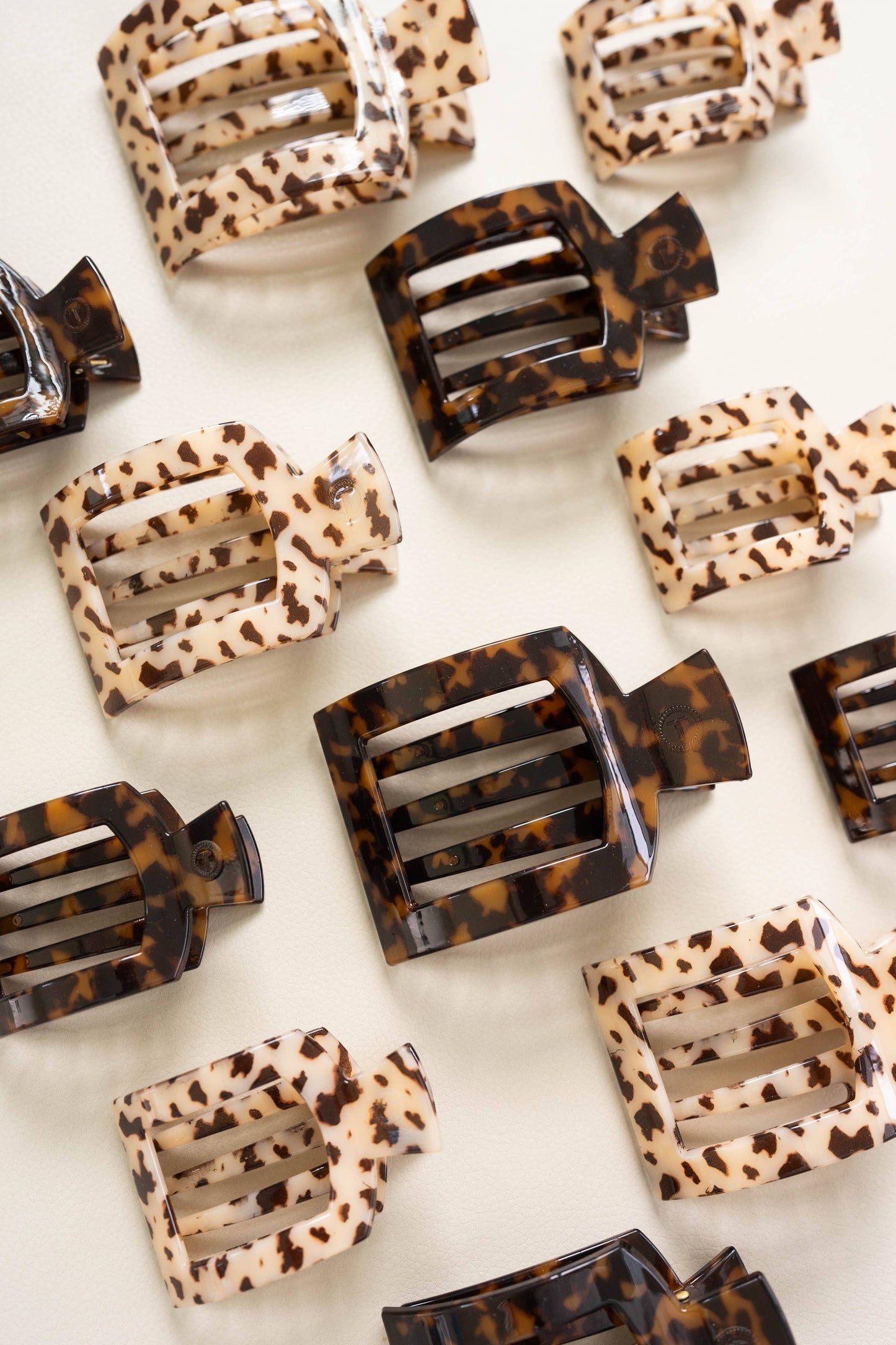 Teleties Large Square Flat Hair Clip-Blonde Tortoise