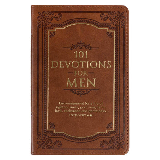 Christian Art Gifts 101 Devotions for Men-Faux Leather