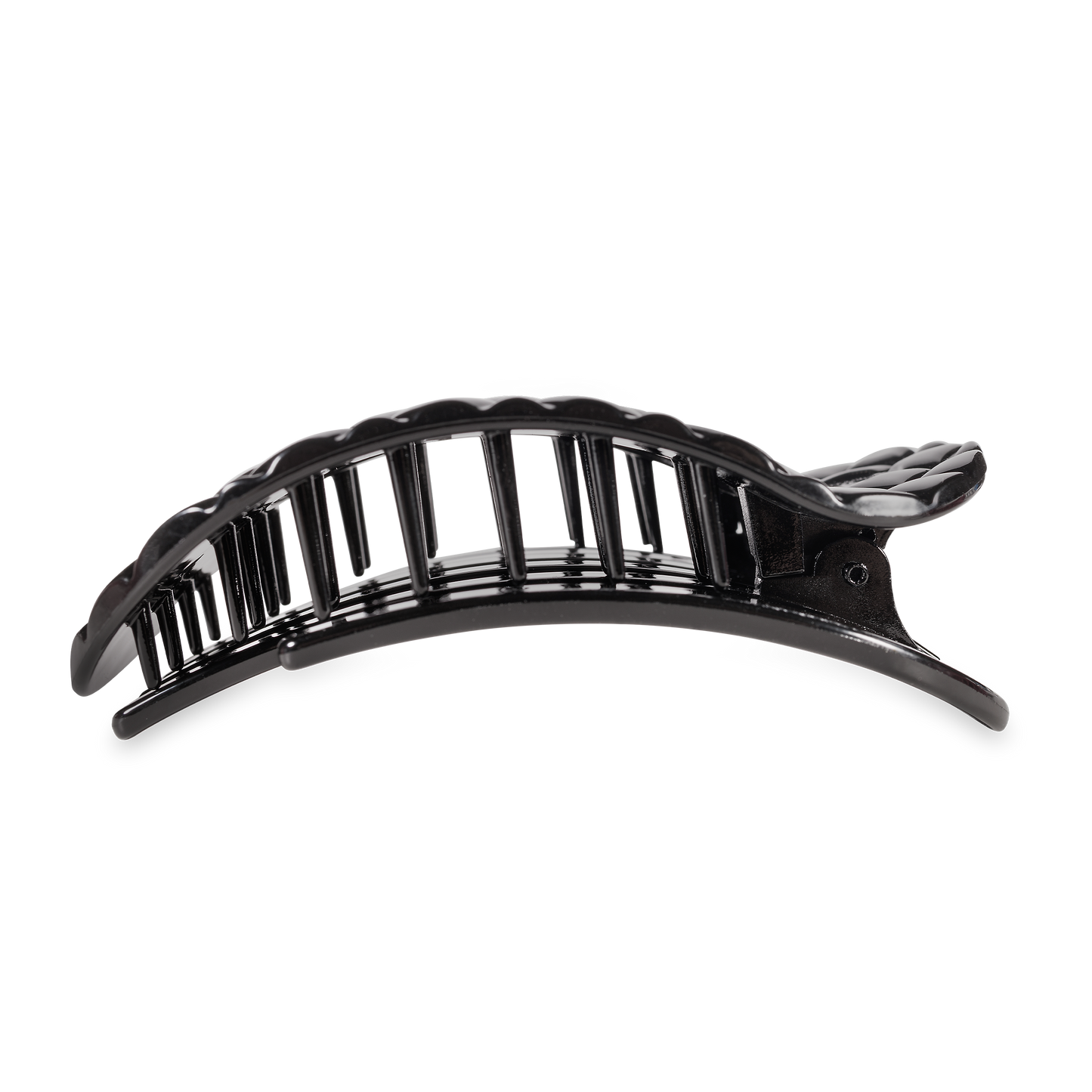 Teleties Large Flat Round Hair Clip-Jet Black Quilted