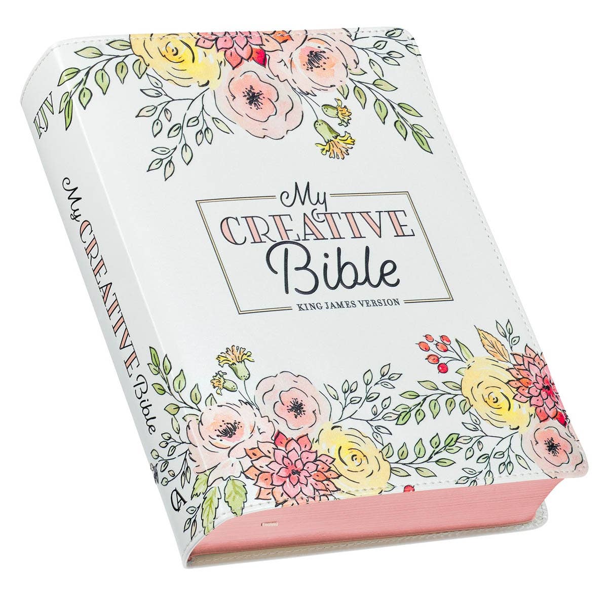Christian Art Gifts KJV My Creative Bible-Faux Leather, White Floral Printed