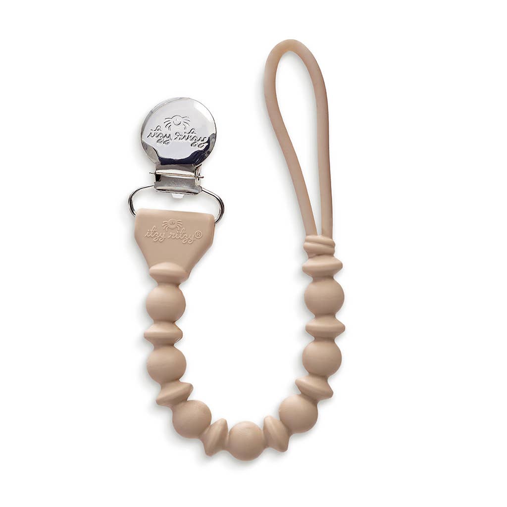 Itzy Ritzy Paci Strap Silicone One-Piece Pacifier Clip-Toast